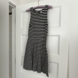 Loft Striped Navy and White Sleeveless Knit Dress